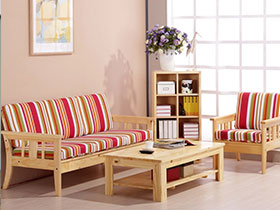 红色实木框架布艺沙发10图展示