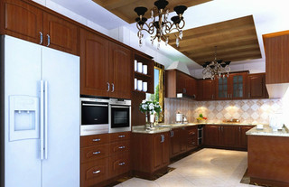 中式风格稳重褐色厨房橱柜设计图
