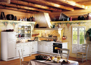 田园风格浪漫白色厨房橱柜设计图