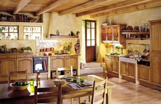 田园风格浪漫黄色厨房餐桌图片