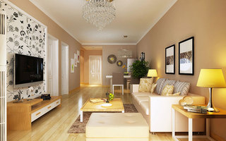 宜家风格小清新暖色调客厅沙发效果图