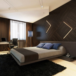 现代简约风格时尚卧室卧室背景墙设计图