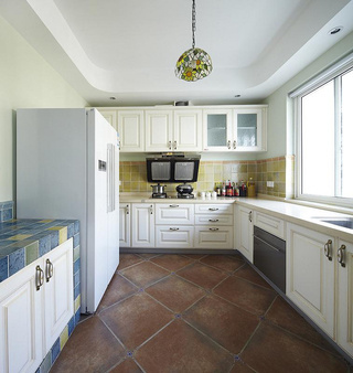 地中海风格简洁蓝色厨房橱柜图片