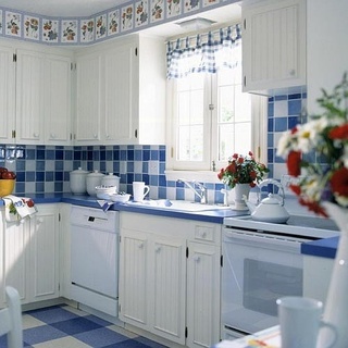 地中海风格温馨蓝色厨房橱柜图片