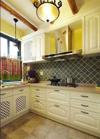 地中海风格简洁暖色调厨房橱柜设计图纸