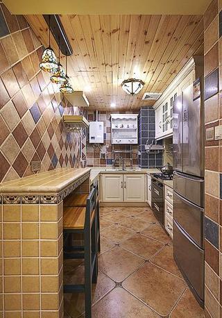 地中海风格简洁暖色调厨房橱柜图片