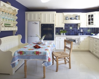 地中海风格简洁米色厨房橱柜安装图
