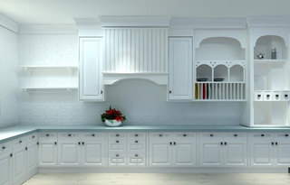 地中海风格简洁白色厨房橱柜安装图