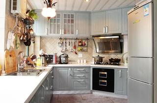 地中海风格简洁蓝色厨房橱柜设计图