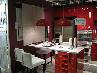 宜家风格小清新红色厨房橱柜定做
