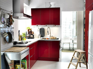 宜家风格简洁红色厨房橱柜设计图