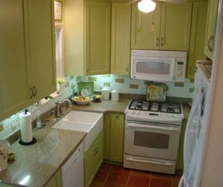 宜家风格简洁绿色厨房橱柜图片