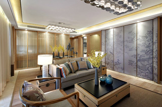 中式风格温馨140平米以上客厅改造