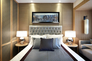 中式风格温馨140平米以上卧室背景墙装修图片