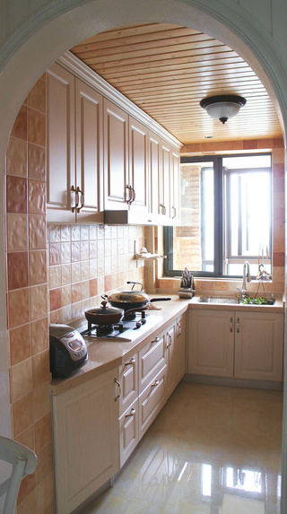美式风格简洁黄色厨房橱柜设计图纸