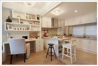 美式风格大气白色厨房橱柜设计图