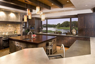 美式风格简洁褐色厨房橱柜设计图纸