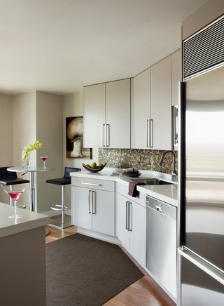 简约风格简洁白色开放式厨房橱柜设计图纸