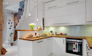 简约风格简洁白色开放式厨房橱柜设计图