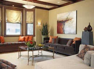 美式风格大气橙色客厅飘窗装修效果图