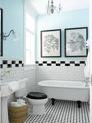 简约风格时尚黑白卫生间洗手台图片