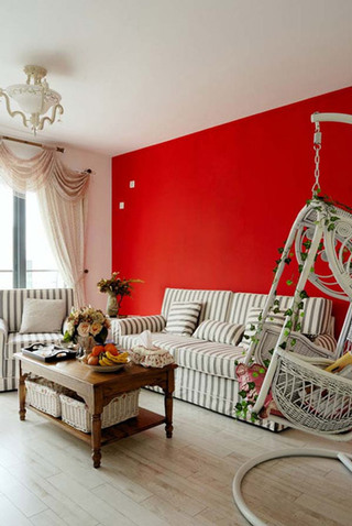 田园风格三居室浪漫沙发背景墙设计