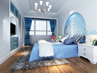 地中海风格大气蓝色卧室装修图片