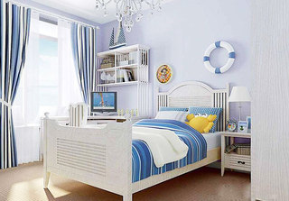 地中海风格简洁蓝色卧室装潢