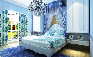 地中海风格简洁蓝色卧室装修效果图