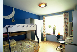 可爱蓝色儿童房儿童床图片