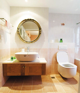 欧式风格黄色卫生间洗手台效果图