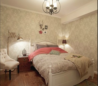 欧式风格温馨白色卧室床图片