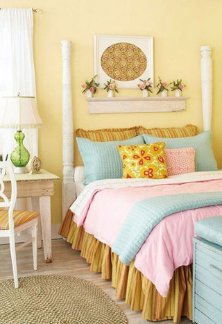 简约风格小清新黄色卧室装修效果图