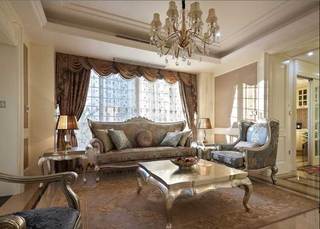 欧式风格公寓奢华金色客厅茶几效果图