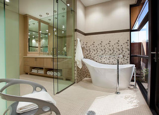 中式风格绿色卫生间浴缸效果图