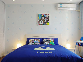 天际和海洋的颜色 蓝白配色卧室效果图