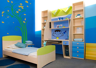 欧式风格可爱蓝色儿童房效果图