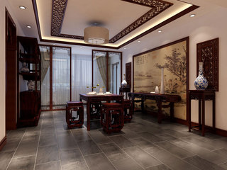 中式风格稳重客厅吊顶装修图片