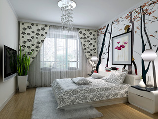 中式风格小清新卧室飘窗设计