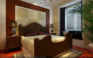 中式风格舒适卧室飘窗设计图