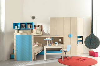 可爱蓝色儿童房家具图片