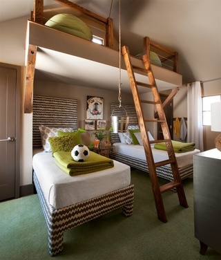 美式风格可爱绿色儿童床图片