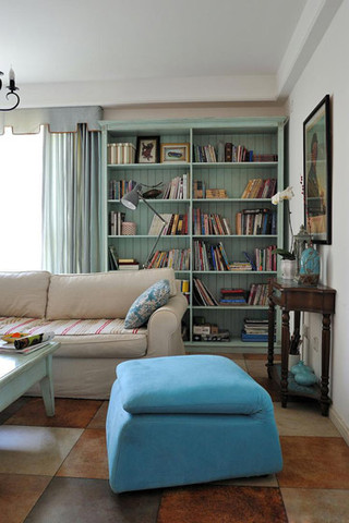 地中海风格公寓90平米书柜图片