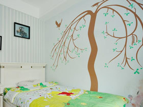 树枝爬上墙 18款唯美手绘墙设计图