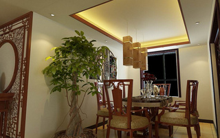 中式风格古典餐厅餐桌效果图