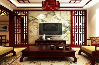 中式风格古典电视背景墙装修图片