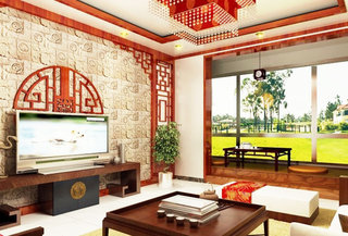 中式风格古典电视背景墙设计