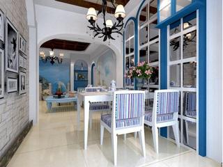 地中海风格白色餐厅餐桌图片