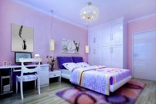 田园风格可爱紫色儿童床图片