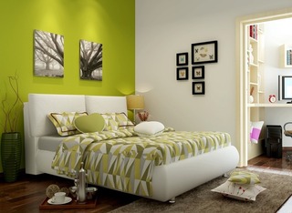 田园风格绿色卧室床效果图